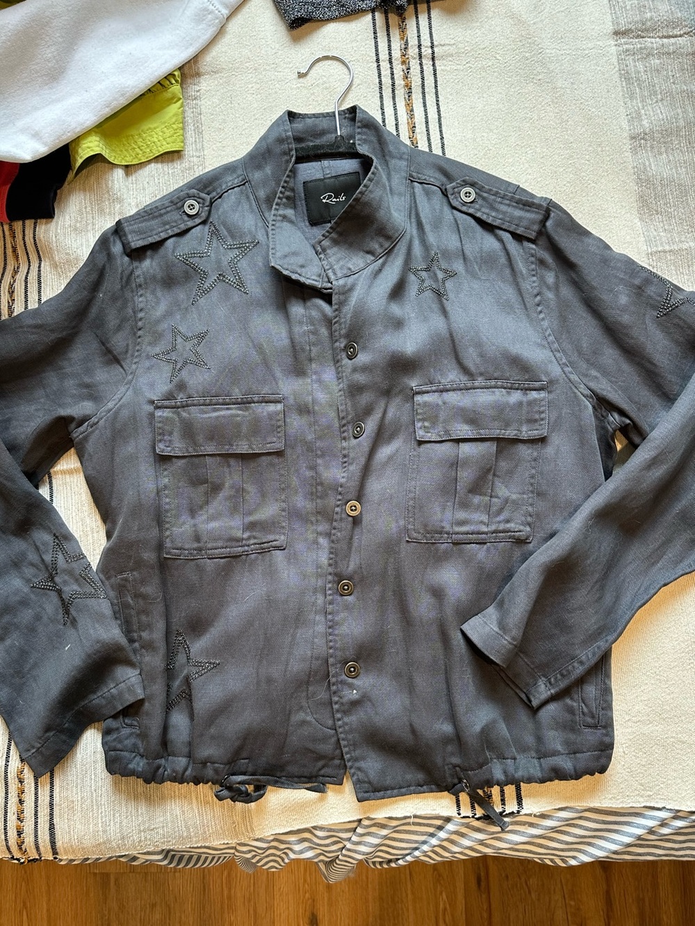 Rails Charcoal Star-Embroidered Field Jacket